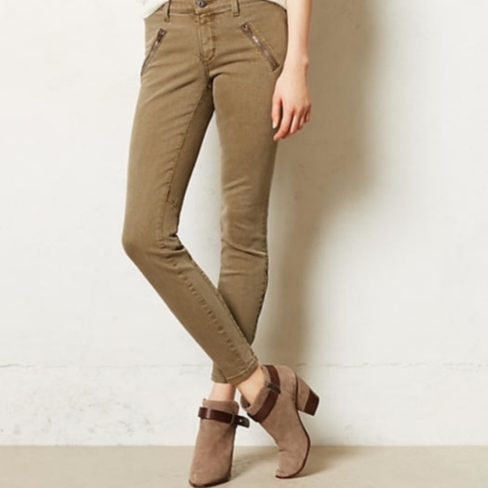 Pilcro and the Letterpress Anthropologie Serif Zip Moto Gray Skinny Denim 27